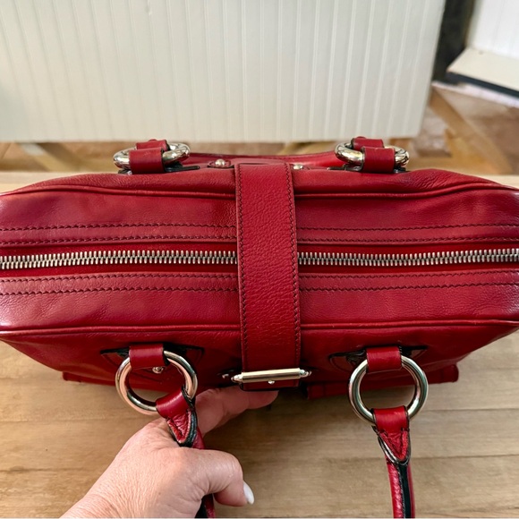 Marc Jacobs Red Leather Top Handle Shoulder Bag Purse